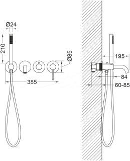 Смеситель для ванны с душем Timo Saona 2314/00YSM С ВНУТРЕННЕЙ ЧАСТЬЮ, хром